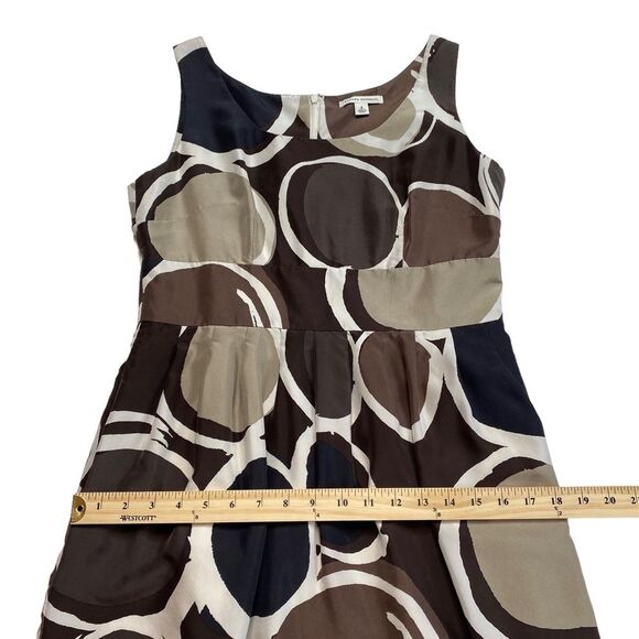 Banana Republic Silk Sleeveless Sheath Dress Brown Geometric Print Sz 8 - Picture 10 of 15